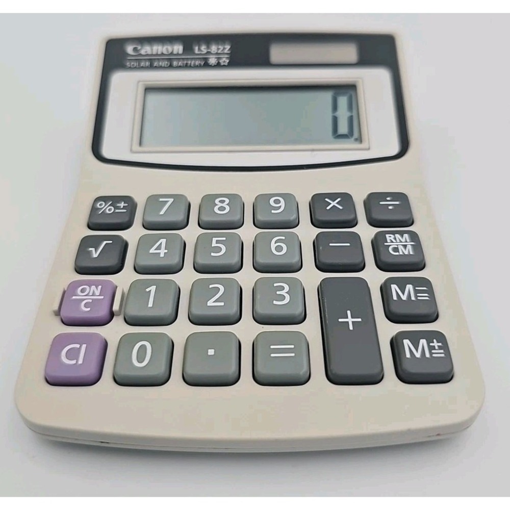 Canon LS82Z Minidesk Calculator 8-Digit LCD solar power and battery TESTED